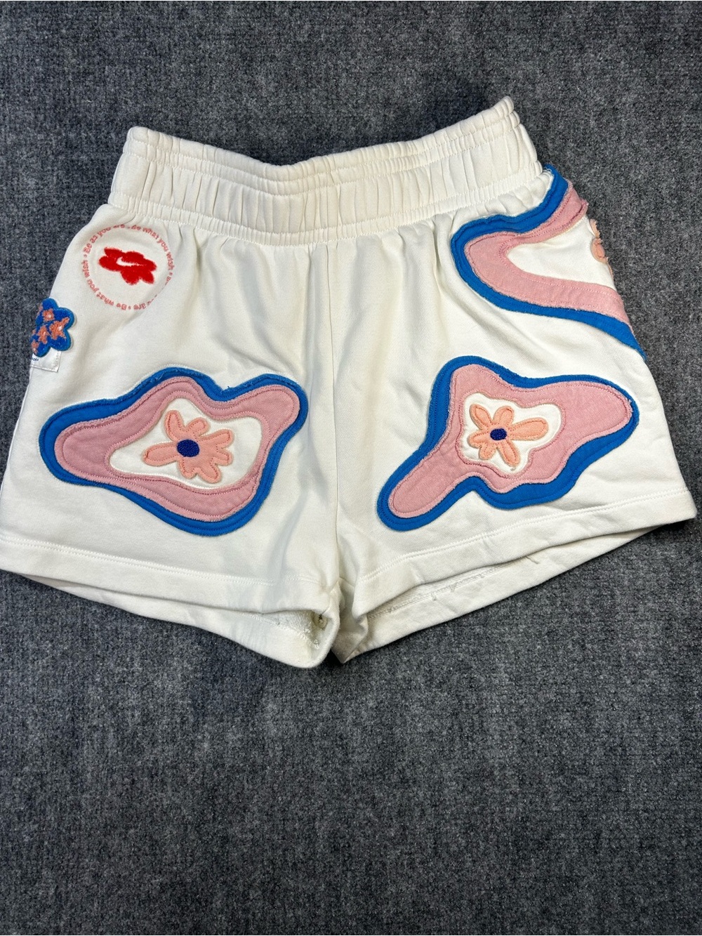 Nike White Floral Patchwork Women's Fleece Shorts Size S